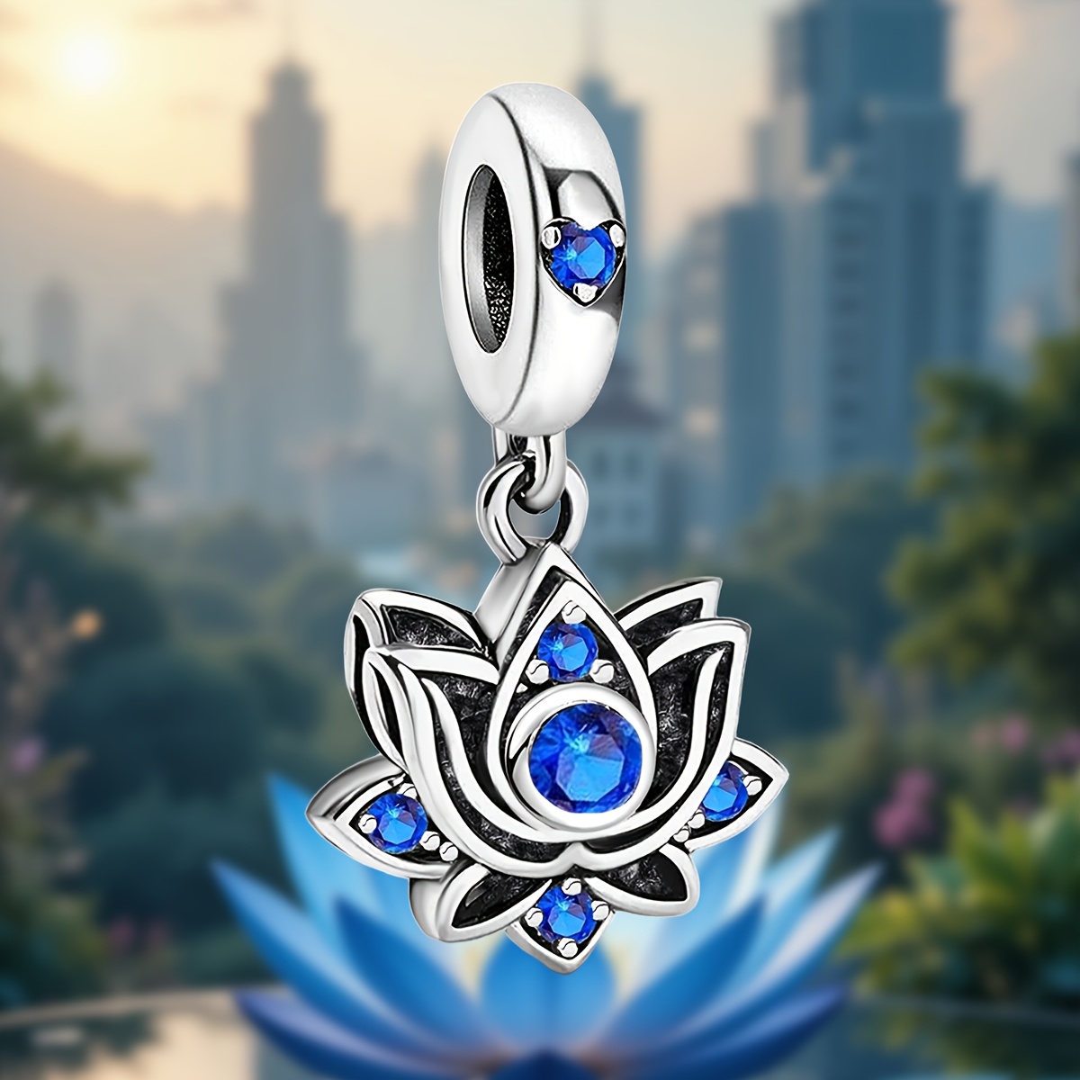 DIY 925 Silver Plated Lotus Pendant